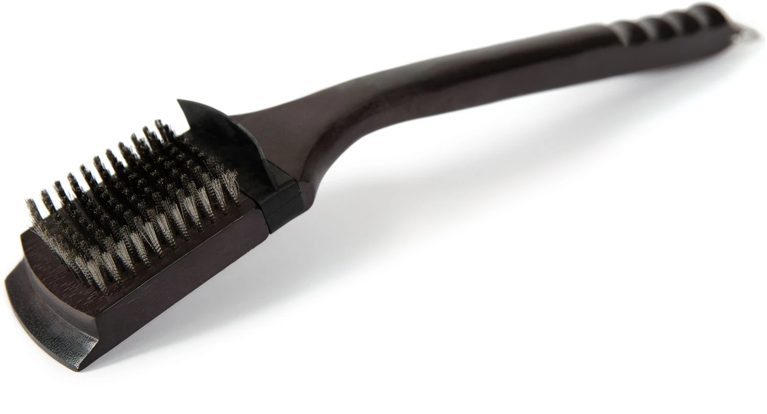 Broil King Holz Grillbürste 47cm Mit Edelstahlborsten + Spritzschutz 2 Broil King Holz Grillbürste 47cm Mit Edelstahlborsten + Spritzschutz – Bild 2