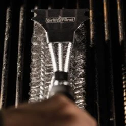 Grillfürst Grillbürste Edelstahl, Mit Langem 3-fach Bürstenkopf Und Schaber -Flammengrill 19 045 Grillfuerst Grillbuerste 07 V2