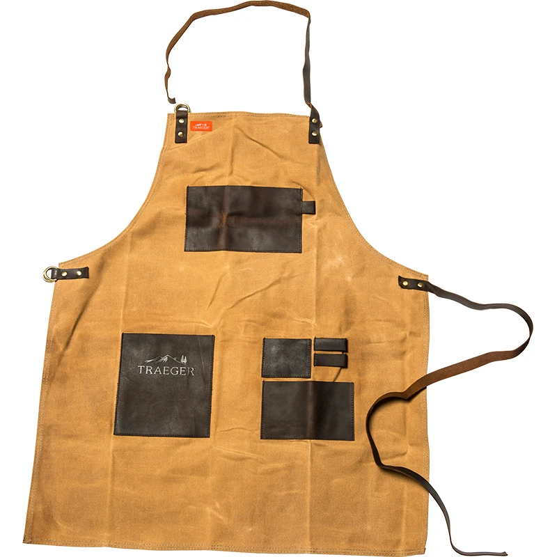 Traeger Grillschürze Aus Leinen & Leder, Braun Mit Logo - Auslaufartikel 1 Traeger Grillschürze Aus Leinen & Leder, Braun Mit Logo - Auslaufartikel