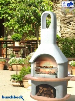 Buschbeck Gartenkamin Carmen Grau-terra -Flammengrill Buschbeck Gartenkamin Carmen
