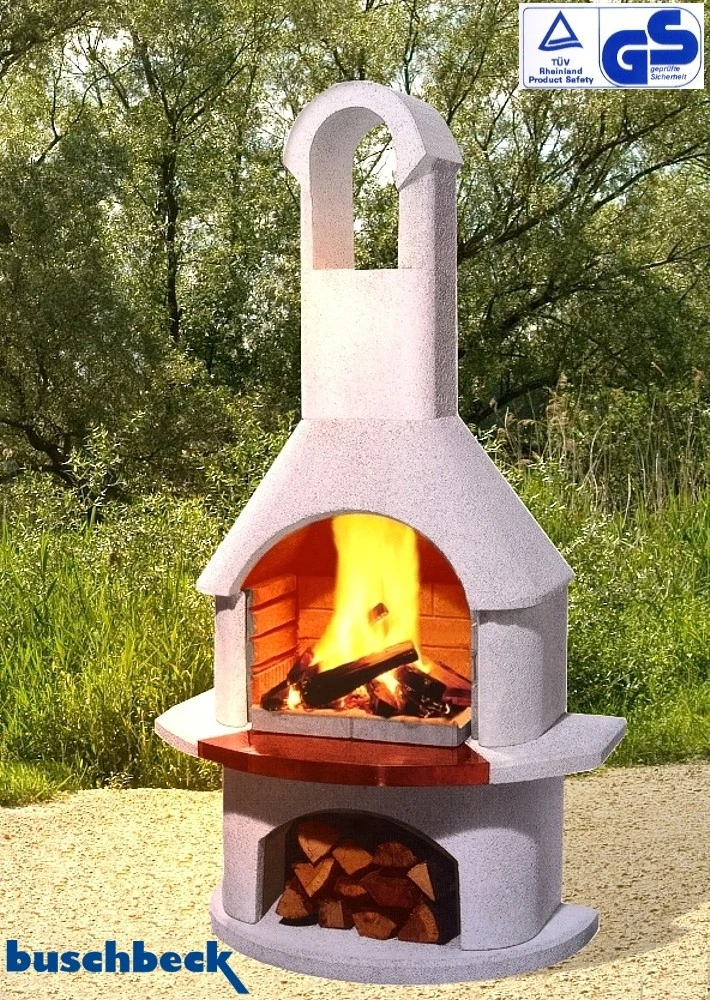 Buschbeck Gartenkamin Madeira Weiß Mit Kupferblende 4 Buschbeck Gartenkamin Madeira Weiß Mit Kupferblende – Bild 4