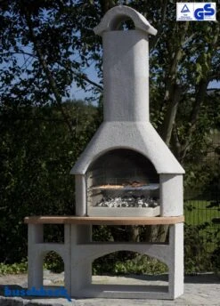 Buschbeck Gartenkamin Bozen Mit Tisch Weiß-terra 7 Buschbeck Gartenkamin Bozen Mit Tisch Weiß-terra -Flammengrill Buschbeck Grillkamin Bozen