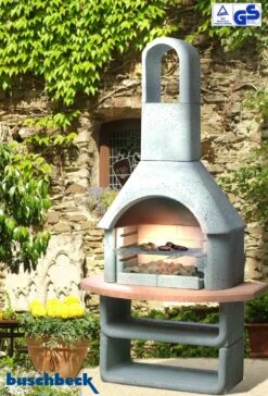 Buschbeck Gartenkamin Cortina Grau-terra -Flammengrill Buschbeck Grillkamin Gartenkamin Cortina