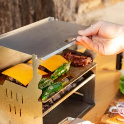 Fennek Edelstahl Plancha / Grillplatte -Flammengrill Fennek Edelstahl Plancha Grillplatte Deckel