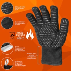 Fennek Grillhandschuhe, Schwarz -Flammengrill Fennek Grillhandschuhe schwarz Highlights