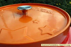 Grillfürst Emaillierter Dutch Oven Ohne Füsse DO9 - Orange -Flammengrill Grillfuerst Dutch Oven farbig DO12 orange Deckel