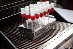 Grillfürst Fingerfood Set: Gemüsekorb Edelstahl, Fingerfood Spießeinsatz Und 100 Holzspieße -Flammengrill Grillfuerst Finger Food Spiesse Einsatz