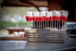 Grillfürst Fingerfood Set: Gemüsekorb Edelstahl, Fingerfood Spießeinsatz Und 100 Holzspieße -Flammengrill Grillfuerst Finger Food Spiesseinsatz Erdbeeren Gemuesekorb