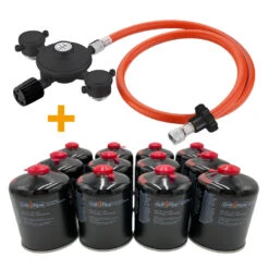 Grillfürst G201E 2-Brenner Gasgrill Portabel V2 - Campinggrill / Balkongrill - X-DEAL Inkl. Kartuschen-Druckregler 50 Mbar Und 12 Grillfürst Gaskartuschen -Flammengrill Grillfuerst Kombi Kartuschen Druckregler X DEAL 12 Gaskartuschen