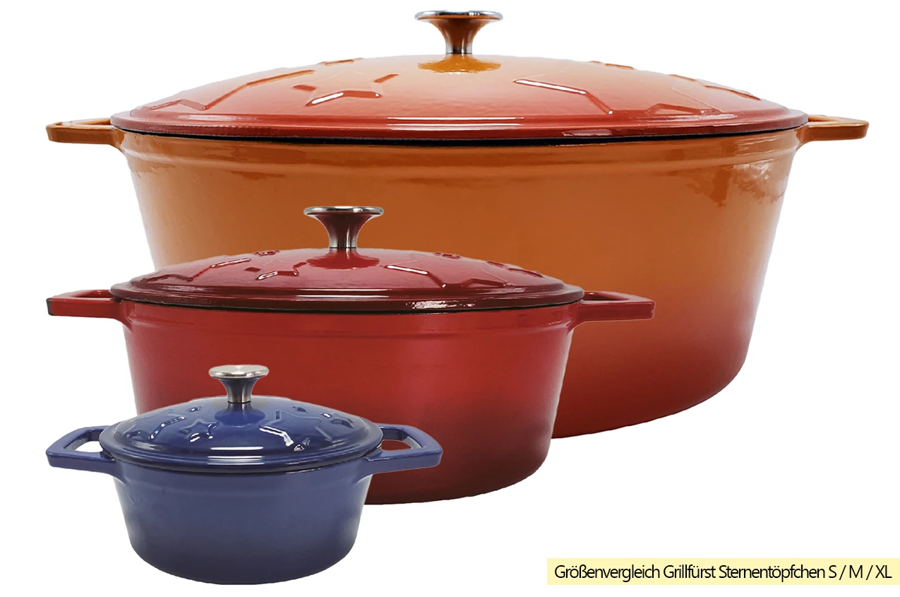 Grillfürst Dutch Oven Sternentöpfchen / Gusseisen Bräter - Emailliert - M - Blau 7 Grillfürst Dutch Oven Sternentöpfchen / Gusseisen Bräter - Emailliert - M - Blau – Bild 7