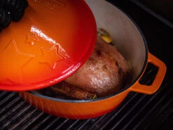 Grillfürst Dutch Oven Sternentöpfchen / Gusseisen Bräter - Emailliert - XL - Orange -Flammengrill Grillfuerst Sternentoepfchen orange XL Haehnchen Braeter