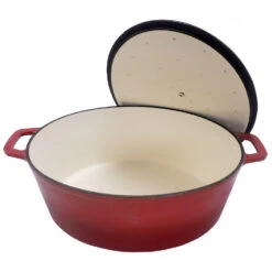 Grillfürst Dutch Oven Sternentöpfchen / Gusseisen Bräter - Emailliert - XL - Rot 10 Grillfürst Dutch Oven Sternentöpfchen / Gusseisen Bräter - Emailliert - XL - Rot -Flammengrill Grillfuerst Sternentoepfchen rot Braeter XL 20 203 Deckel offen