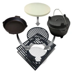 Grillfürst X-Rost System Grillrost Aus Gusseisen Für Grillfürst Gasgrills - Inkl. Gusseisen Wok Einsatz -Flammengrill Grillfuerst X Rost Grillsystem Einsaetze 2