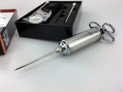 Grillfürst Profi Marinierspritze Aus Edelstahl -Flammengrill Marinierspritze kurze Spitze