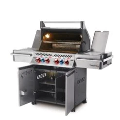 Napoleon Prestige Pro 500-3 Edelstahl Gasgrill Inkl. Drehspieß - Modell 2023 - SMART Deal Inkl. Grillfürst Grill Control -Flammengrill Napoleon Prestige Pro 500 seitlich offen