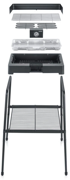 Severin Elektrogrill Mit Grillrost Und Untergestell - 2.200 Watt -Flammengrill Severin Elektro Standgrill PG8566 Aufbau