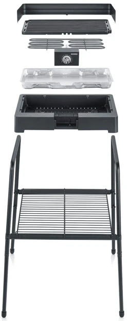 Severin Elektrogrill Mit Grillplatte Und Untergestell - 2.200 Watt -Flammengrill Severin Elektro Standgrill PG8568 Aufbau