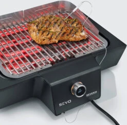 Severin Elektrogrill SEVO GS - Boost Zone 500°C - Mit Untergestell - 3.000 W -Flammengrill Severin SEVO GS PG8119 Thermometer