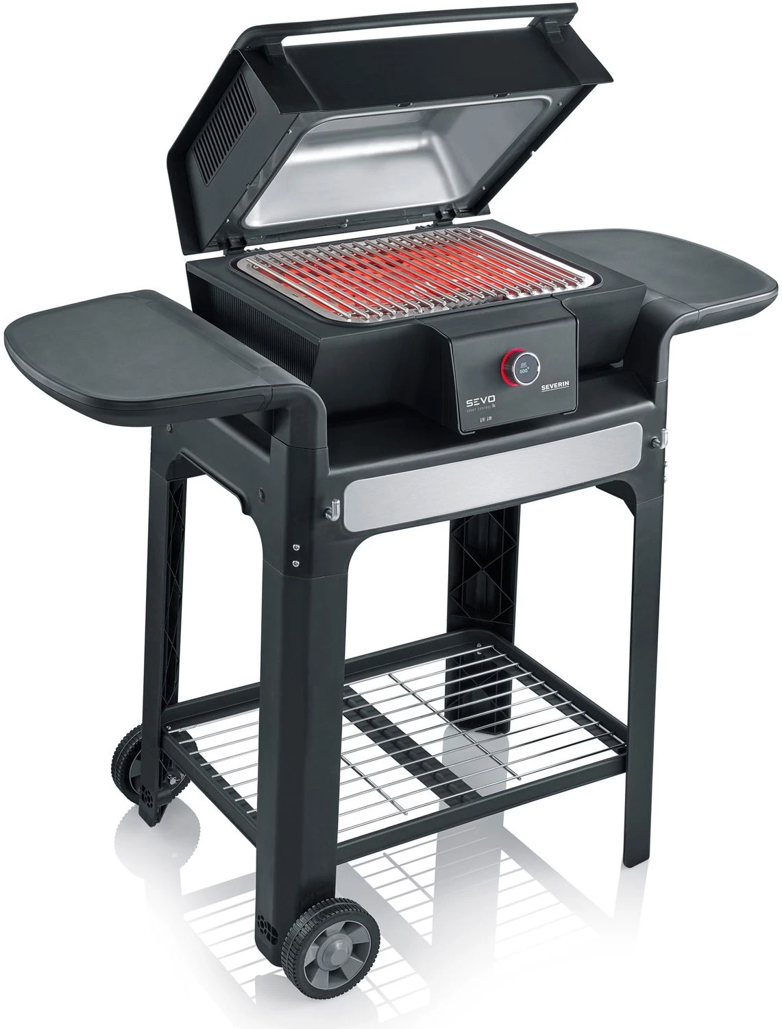 Severin Elektrogrill SEVO Smart Control GTS - Boost Zone 500°C - Mit Deckel Und Grillwagen - 3.000 W 1 Severin Elektrogrill SEVO Smart Control GTS - Boost Zone 500°C - Mit Deckel Und Grillwagen - 3.000 W